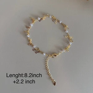 Womens 14k Gold Plated Chain Ankle Bracelet Adjustable Oro Laminado - Picture 1 of 4