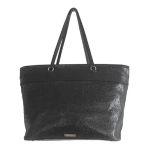 Kate Spade Ostrich Leather Travel Tote Handbag Women Black Pebbled Bow Large - Picture 1 of 19