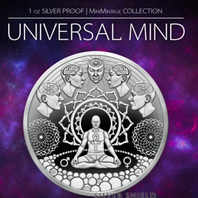 2025 Universal Mind - Idealism 1 oz .999 Fine Silver Shield MINIMINTAGE  INSTOCK - Image 1 of 4