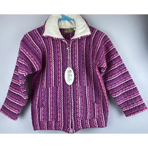E.C.C. Ecuadorian Clthg Co Girls Sz 8 Hand-made Natural Ctn, Wool Weaved Jacket - Picture 1 of 11