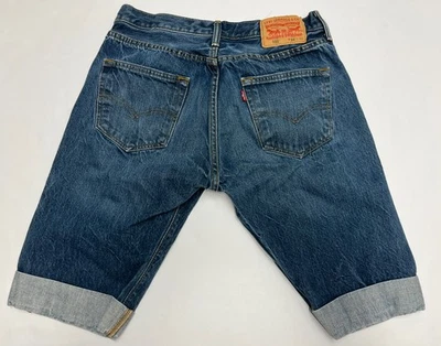 Pantalones Cortos De Colección Levis 501 Corte Para Mujer Talla 34 “31” Azul Puños Botón Mosca Y2K Denim Foto 1 de 4