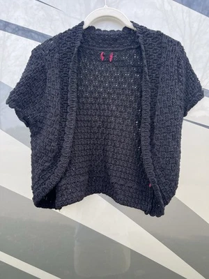Vintage Y2K black crochet shrug festival M lightweight western festival - Image 1 of 4