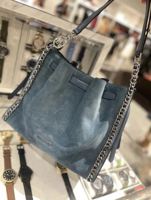 New Michael Kors Mina Large Suede Chain Shoulder Bag - Image 1 of 4