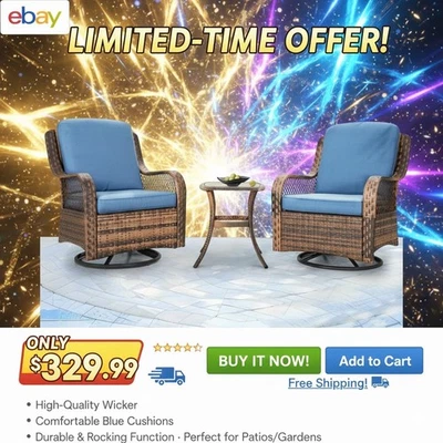 Juego de 3 piezas de patio exterior - sillas y mesa de ratán Foto 1 de 4