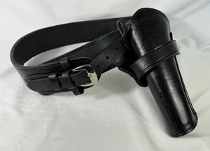 Revólver Western hecho a mano negro 45 cartucho liso 38" funda de cinturón CUERO - Imagen 1 de 5