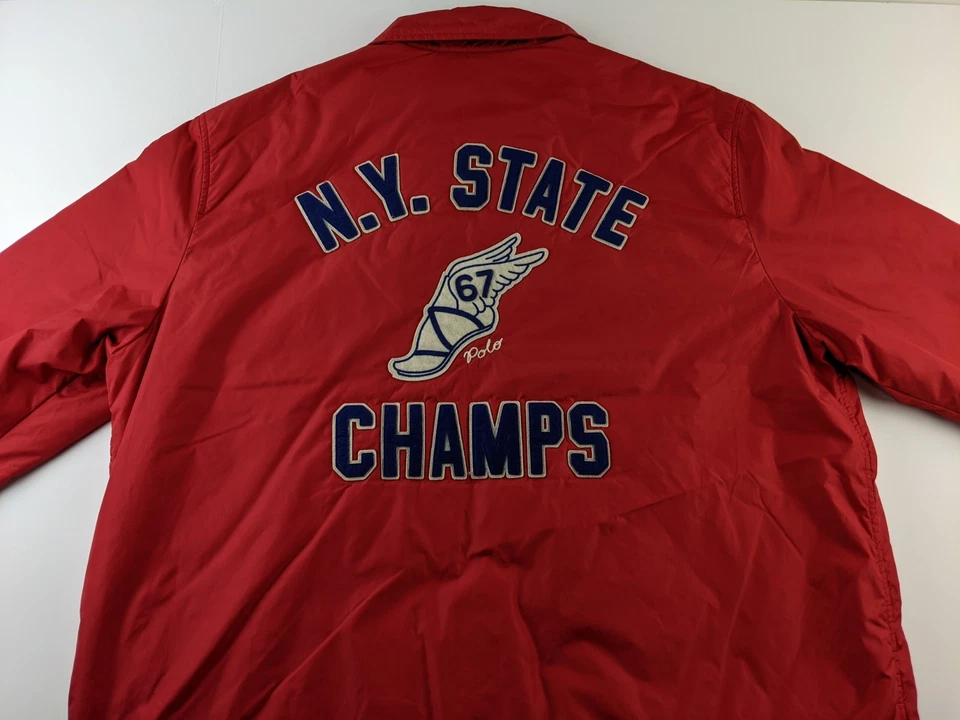 NEW Polo Ralph Lauren NY State Champs Coach Snap Jacket Men 2XB Big P Wing Z3 - Image 1 of 4