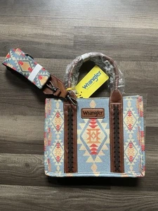 Wrangler Tote Bag Blue Aztec Cross Body Western Purse Women’s NEW - Picture 1 of 5