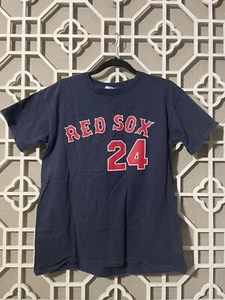 Vintage Boston Red Sox Shirt Teens XL Blue Baseball Manny Ramirez Boys - Picture 1 of 12