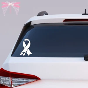 Lung Cancer Heart Awareness Ribbon White Vinyl Decal Stickers 22 Sizes - Picture 1 of 3