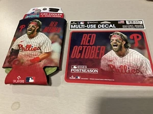 PHILLIES 2023 RED OCTOBER KOOZIE & DECAL SGA - Picture 1 of 2