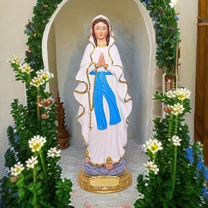 Blessed Mother Virgin Mary Statue Holy Lady of Lourdes Rosary Catholic Sculpt... - Picture 1 of 6