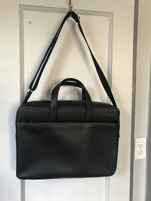 Maletín de cuero negro para computadora portátil Jack Spade viaje de negocios Foto 1 de 4