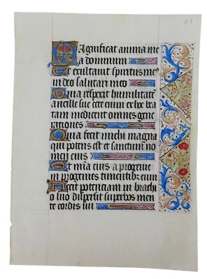 15TH CENTURY ILLUMINATED MANUSCRIPT LEAF FROM A BOOK OF HOURS - Image 1 of 4
