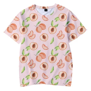 Camiseta deportiva con estampado de frutas informal de melocotón para hombre y mujer - Imagen 1 de 7