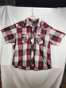Camicia Wrangler uomo 3XL rossa a quadri perla bottoni a pressione western leggera adulto - Foto 1 di 8