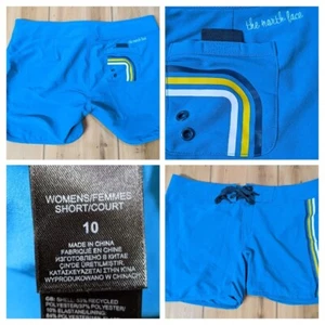 THE NORTH FACE Women's Board Shorts Size 10 Blue Outdoor Pockets Striped Jogging - Picture 1 of 12