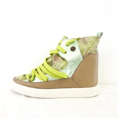 Sneaker CHAAYA Damen Schuhe Grün Braun Leder Gestreift HighTop Modell Anaconda - Bild 1 von 4
