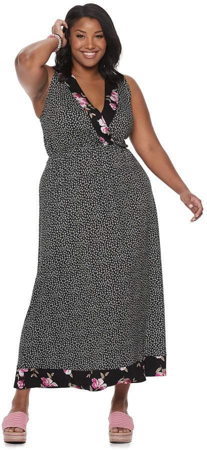 Women's Juniors Plus American Rag Framed Maxi Dress Twin Print Size:1X MSRP $79P - Image 1 of 2
