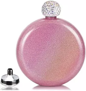 Cute Liquor Flask for Women, 304 Stainless Steel,Pretty Glitter Coating Whisk... - Picture 1 of 12