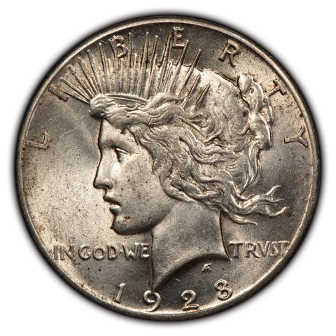 1928 $1 Silver Peace Dollar -Full Luster - Key Date - SKU-B3548 Cover