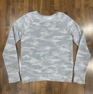 Athleta Girl Cozy Cross Your Fingers Sweatshirt Sz XL 14 Grey Heather Camo Modal - Picture 1 of 7