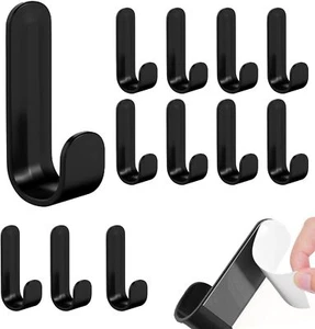 12pcs/set J-shaped Self Adhesive Hooks Plastic Door Wall Hangers Strong Hook new - Picture 1 of 13