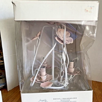 Simply Shabby Chic Metal Chandelier Floral Tole Pink White Flower Target 2006 - Image 1 of 4