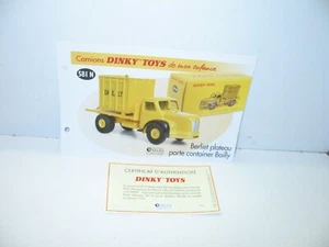 1 fiche + certif. DINKY TOYS ATLAS repro ref 581 N, berliet container BAILLY - Picture 1 of 1