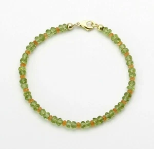 Peridot Edelstein-Armband facettierter Peridot mit Karneol 19 cm lang - Bild 1 von 2