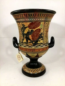 Ancient Greek Vase Handmade Hand Painted Krater Rare With Warriors Heros - Picture 1 of 7
