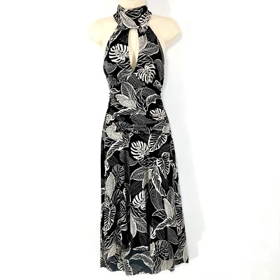 Antigo Vestido Bisou Bisou Tie Halter Tamanho 8 Cintura Ruched Floresta Fada Caprichoso - Imagem 1 de 4