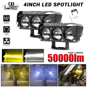 4" inch LED Work Light Amber White Cube Pods Spot Flood Driving Fog Lamp Offroad - Picture 1 of 9