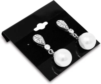 500PC Black Plastic Earring Card 2" x 2" Hang Jewelry Display Plain Cards Retail - Image 1 of 4