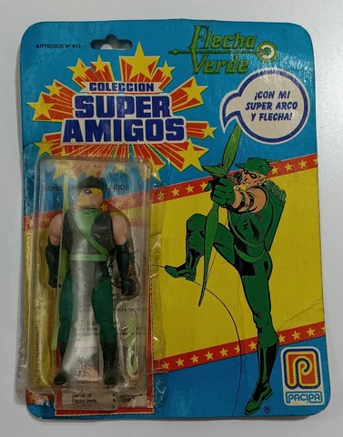 Green Arrow MOC Pacipa Argentina 80's - not Kenner  - Super Amigos DC - SEALED Cover