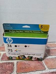HP 74/75 (CC659FN) Tri Combo Pack 2 - Black / 1 - Tri-Color Ink Cartridges NEW - Picture 1 of 6