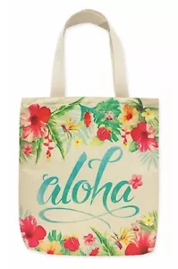 Hawaiian Woven Tote Bag Beach Handbag Shopping Hawaii Travel Aloha Flowers New - Picture 1 of 1