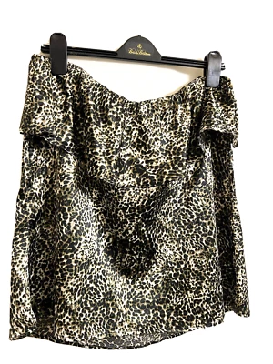 LOVE TEASE Strapless Tank Top Size L Ami,al Print Rufflesd Bikini Cover Relaxed - Image 1 of 4