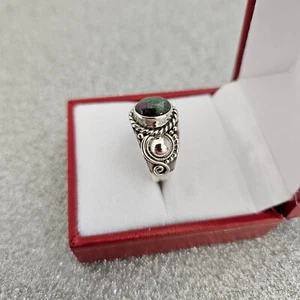 Ruby Zoisite Solitaire ring in Bali sterling silver - Picture 1 of 4