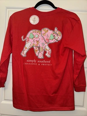 Camisa manga longa Simply Southern Christmas Holiday Cookie Elephant nova com etiquetas média M - Imagem 1 de 4