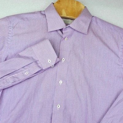 Camisa de vestir contemporánea Eton para hombre 17,5 44 rayas rosa azul negocios Foto 1 de 4