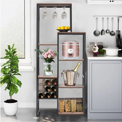5 Tier Wooden Freestanding Wine Rack Bottle Display Shelf Drinks Storage Unit UK - Image 1 of 4