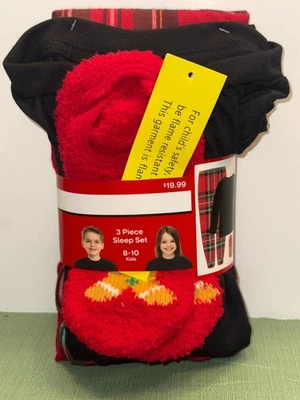 Nuevo Conjunto de Pijama de Tres Piezas Talla 8-10 Unisex Rojo, Verde y Negro Foto 1 de 3