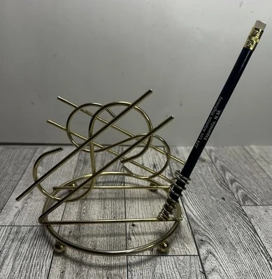 Portacartas de metal de mediados de siglo "SIGNO DE DÓLAR" $$ con soporte para bolígrafo en espiral novedad Foto 1 de 4