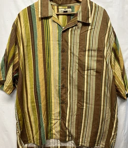 Tommy Bahama Men’s XL Colorful Short Sleeve Striped Hippie Camp Shirt Silk - Picture 1 of 6