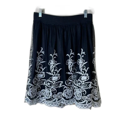 Alfani Black White Net Layered Embellished Skirt Formal XL Chic Boho Whimsygoth - Image 1 of 4