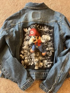Levi Strauss Signature Dark Wash Denim Jean Jacket Large Mario Bros Bowser - Picture 1 of 10