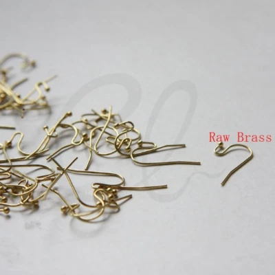 60 Pieces Raw Brass - Brass Base Earring Hooks - 14x14mm (CW-448C-I-487) - Image 1 of 2