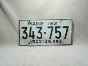 Vintage 1962 Maine ME Antique License Plate Tag No. 343-757 Vacationland - Picture 1 of 3