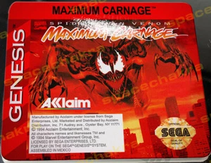 Maximum Carnage Spider-Man Genesis hochwertiger Ersatz Spiel Label Aufkleber - Bild 1 von 3