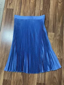 Talbots Pleated MIDI Skirt NWT Petite 8 Blue - Picture 1 of 6
